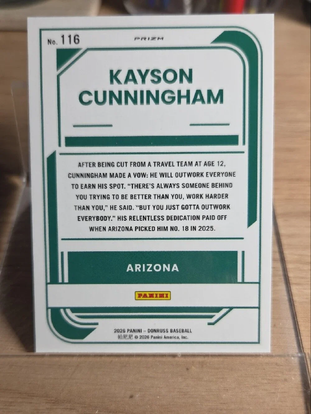 Panini 2026 Orange Velocity  Kayson Cunningham Rated Prospect Baseball Card